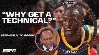 WHY GET A TECHNICAL WHY 😩 Stephen A to Draymond Green after the Warriors opener  First Take [upl. by Ronaele]