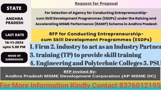 RFP for Selection of Agency for Conducting Entrepreneurship cum Skill Development Programmes ESDPs [upl. by Oleg]