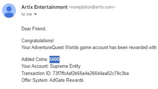 𝗔𝗤𝗪orlds  𝗙𝗥𝗘𝗘 𝗔𝗖𝗦  AdGate Rewards  AdventureQuest Worlds [upl. by Aihsenal]