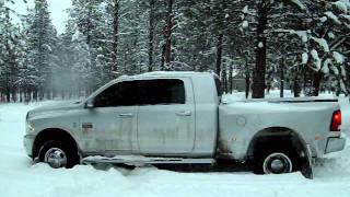 Turned in too sharp and got my 2011 Dodge Ram 3500 Mega Cab 4x4 DRW Cummins stuck in the snow [upl. by Sellig]