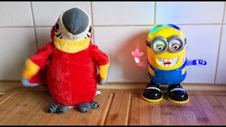 Minions Jung Dave and talking Parrot bara bara bere bere Singing and dancing Minions [upl. by Nirak94]