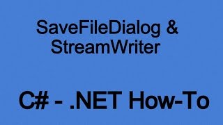 How To Use A SaveFileDialog and StreamWriter in NET C [upl. by Oicinoid323]