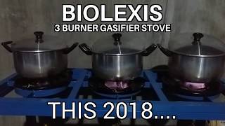 BIOLEXIS 3 Burner SemiIndustrial Biomass Gasifier Stove 2017 RICE HUSKS WOOD CORN COBS ETC [upl. by Yauqaj]