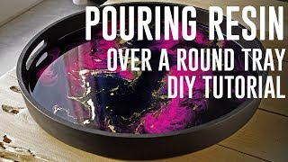 Decorative wooden tray Resin pour DIY  TUTORIAL [upl. by Landre938]