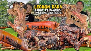 Isang BUONG quotLECHON BAKA KAMBING BABOY at COCHINILLOquot Para sa 1 MILLION SUBSCRIBERS CELEBRATION [upl. by Aihcela193]