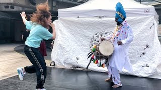 Freestyle Dancing to the Dhol Beat of Ustaad Ravi Kumar Ji  Vancouvers Robson Square [upl. by Derzon]