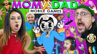 AKINATOR CANT BE BEAT FGTeeV Mom vs Dad Mobile Games Challenge Bendy Baldi Nom Flip Diving [upl. by Brinkema]