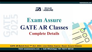 Details of GATE AR 2025 Batch for GATE Architecture and Planning  Exam Assure GATE Classes [upl. by Daniella]