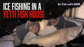 ICE FISHING in a Yetti fish house on LAKE WINNIPEG [upl. by Tik]