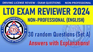 LTO Exam Reviewer 2024  Non Professional Drivers License  30 Questions with Explanations Set A [upl. by Kristi815]