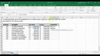 Función SI Salario Ventas  Calcular Comisión Ejercicio 4 Curso SENA Excel Intermedio [upl. by Anai]