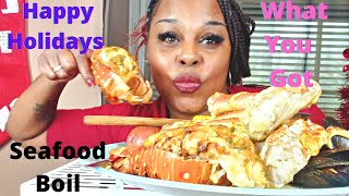 44SeaFood Boil Mukbang CrablegsLobsterCornSausageShrimp [upl. by Lobell]