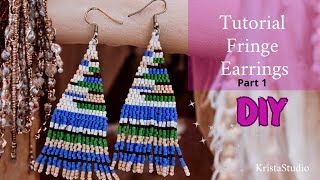 Beading Fringe Earrings Tutorial 2 brick stitch Part 1 [upl. by Erich441]