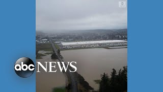 Drone captures river flooding in Washington state [upl. by Leibrag]