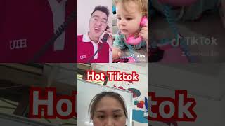 Hot tiktok cô bé nghe điện thoại dạycon funny cute family haihuoc baby [upl. by Nadabus]