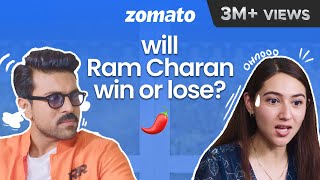 RRR Hero RAM CHARAN 🔥 North Indian vs South Indian 🌶️ Spicy Food challenge  Sahiba Bali  Zomato [upl. by Ainit]