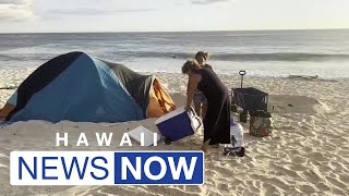 Homeless sweep spanning over a mile to shut down Oahu beach park [upl. by Amity]