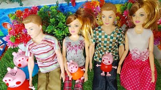 peppa aur george pig family ki Masti air kiraye ka ghar cartoon peppapig barbie dollhouse [upl. by Leind]