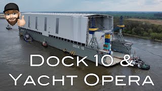 4K  Dock 10 and Megayacht Project OPERA arrival  Lürssen shipyard [upl. by Antoinette]