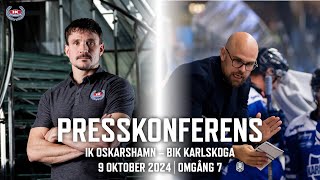 Presskonferens efter IK Oskarshamn – BIK Karlskoga 9 oktober 2024 [upl. by Leoy891]