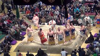 Hatsu 2024 Day 12 Makuuchi dohyo iri [upl. by Eigla]