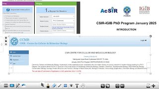 AcSIR PhD January 2025 Application Form Open 📢 CSIR IGIB amp CCMB PhD January 2025 Admission Notice 📢 [upl. by Haden802]