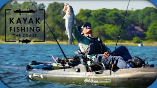 Topwater Stripers with a Patriots Legend  Kayak Fishing The Coast Ep 4 [upl. by Emmalynn]