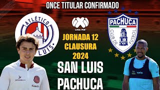 Alineaciones de Atletico San luis vs Pachuca por la jornada 12 Clausura MX 2024 [upl. by Alfonse]