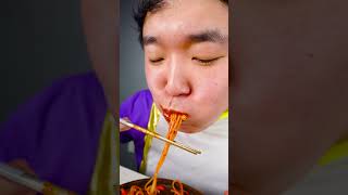 Fire Noodles spam kimchi Giant t bone steak funny eating Mukbang 😂😂 shorts [upl. by Ativoj]