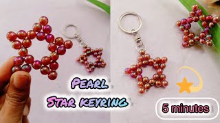 DIY how to make pearl star  beaded star  Star keyring [upl. by Udenihc]