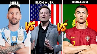 Comparison Lionel Messi Versus Cristiano Ronaldo Versus Donald Trump Versus Elon Musk [upl. by Shaner]