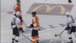 Chris Kunitz vs Scott Hartnell Apr 19 2009 [upl. by Alisan]