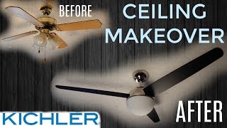 Ceiling Makeover  Kichler Bisc Ceiling Fan Instant Update [upl. by Milda]