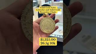 Solid Gold Aztec Calendar amp Solid Byzantine Chain at Ijaz Jeweler goldpendants diamondpendant [upl. by Kelcy]