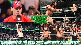 WWE MONEY IN THE BANK 2024 HIGHLIGHTS CM PUNK amp JOHN CENA RETURNS MUST WATCH [upl. by Menedez]