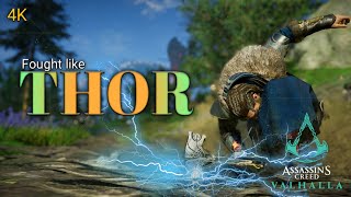 I Fought like quotThor Odinsonquot in Assassins Creed Valhalla  Thunder Strikes on enemy  Gameplay 4K [upl. by Garrik]