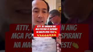 HAIR FOLLICLE TEST SA LAHAT NG POLITIKO AT MGA TATAKBO SA 2025 ELECTION drugtest politics [upl. by Korney395]