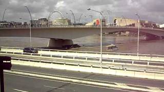 boat crashes into bridge in Brisbane flood [upl. by Aretse]