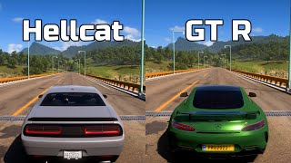 Forza Horizon 5 Dodge Challenger SRT Hellcat vs MercedesAMG GT R  Drag Race [upl. by Kries567]