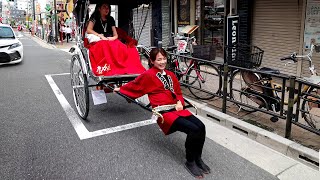 A Day in Life of Japanese Rickshaw Puller Driving Clients Around Tokyo [upl. by Rundgren]