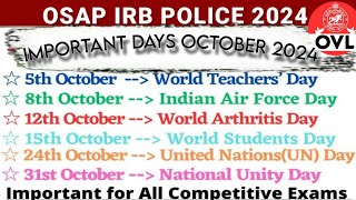 National and International Days in the month of October 2024 Days list of October 2024 [upl. by Ishii]