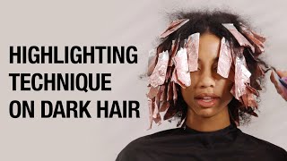 HighContrast Highlights on Dark Hair  Curly Hair Foiling Tutorial  Kenra Color [upl. by Kessia856]