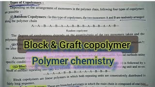 Block and graft copolymer Types of copolymers Alfrey price schemechain transfer reactivity [upl. by Felipa]