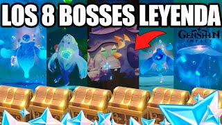 RECOMPENSAS Y UBICACIONES de los 8 BOSSES LEYENDA de FONTAINE  Genshin Impact [upl. by Notnroht]