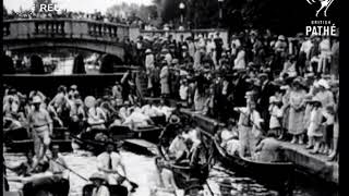 Revelers gather at Boulters Lock on Ascot Sunday 1923 1923 [upl. by Fotina]