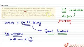 i List the chromosomal disorders a human may suffer from if karyotype analysis of [upl. by Charleton674]