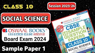 Class 10 Oswaal Social Science Sample Paper –1 Solution 2024  Oswaal SST Sample paper 202324 [upl. by Elleinwad]