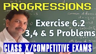 PROGRESSIONSEXERCISE 62  3 4 amp 5 PROBLEMSCLASS X [upl. by Hakvir]