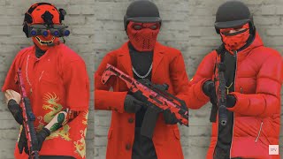 GTA V  5 Easy Tryhard Outfits Tutorial 154 Red Outfits 2023 [upl. by Thain]