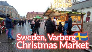 Short walk at Christmas market in Varberg Sweden [upl. by Kcirdneked]